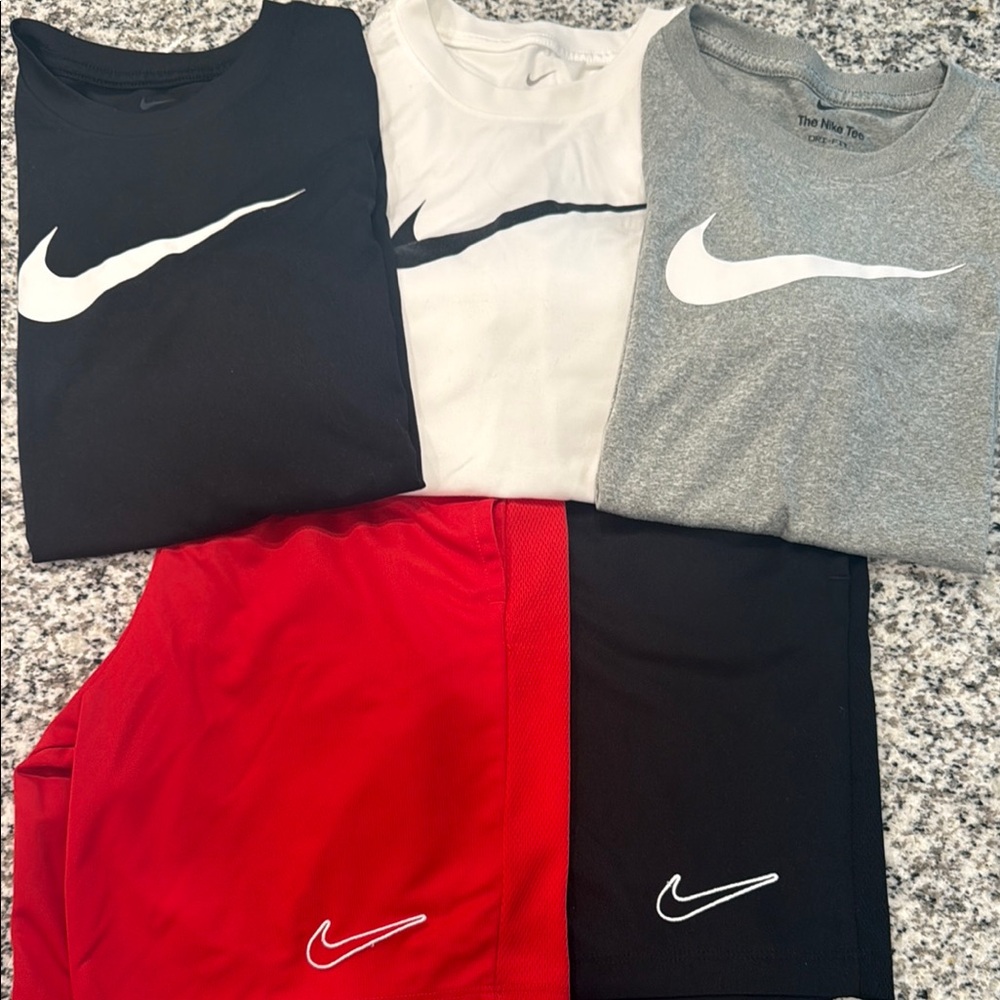 Nike Red and Black Matching Shorts Set Athletic Comfort